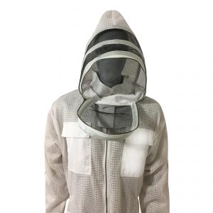 Beekeeping ventilated suit with fencing veil face zipper White